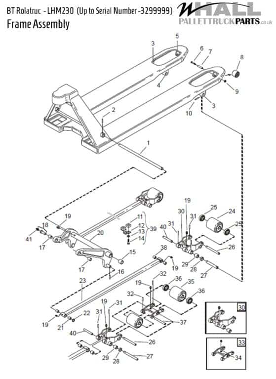 Frame Assembly Parts - BT LHM230 (Up to serial number: 3299999)